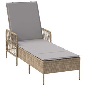 vidaXL Tumbona con cojín Beige 157 x 55 x 92cm ratán sintético