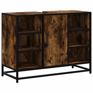 vidaXL Armario lavabo ba&ntilde;o madera ingenier&iacute;a roble ahumado 80x33x60 cm