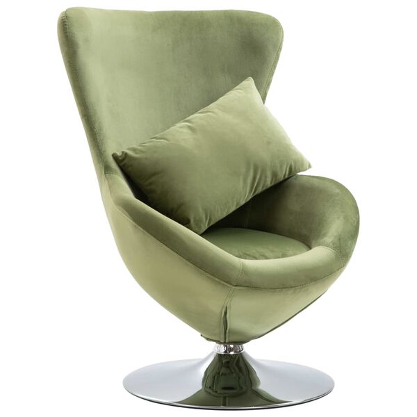 vidaXL Sill&oacute;n giratorio con forma de huevo con coj&iacute;n de terciopelo verde claro