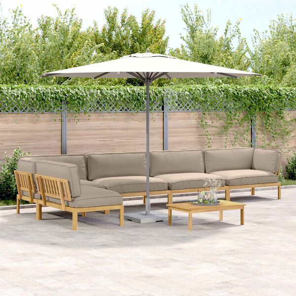 vidaXL Juego de Sof&aacute; con coj&iacute;n 6 pcs Taup&eacute; Madera de Acacia S&oacute;lida