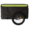 vidaXL Remolque para bicicleta hierro negro y verde 45 kg