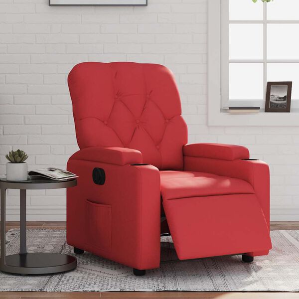 vidaXL Sill&oacute;n reclinable el&eacute;ctrico de cuero sint&eacute;tico rojo