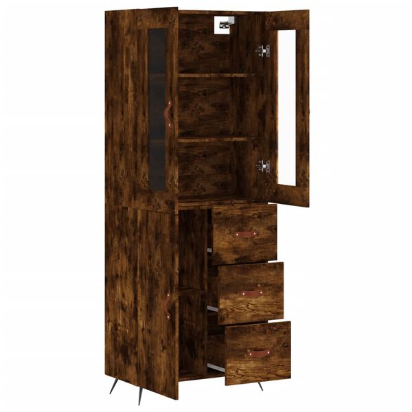 vidaXL Aparador alto madera contrachapada roble ahumado 69,5x34x180 cm