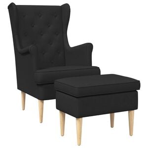 vidaXL Sill&oacute;n con Pouf 2 uds. Negro Tela