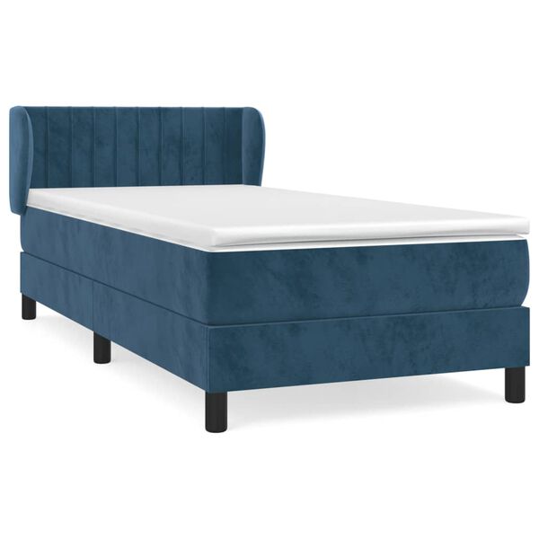 vidaXL Cama box spring con colch&oacute;n terciopelo azul oscuro 80x200 cm