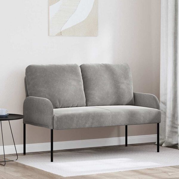 vidaXL Sof&aacute;s con coj&iacute;n 110cm Gris Claro Madera contrachapada