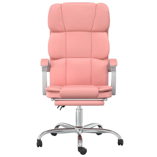 vidaXL Silla de oficina reclinable cuero sintético rosa