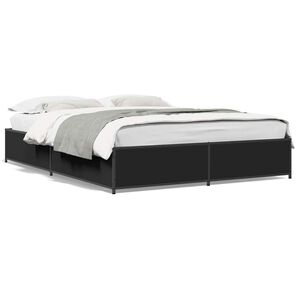 vidaXL Estructura de cama madera de ingenier&iacute;a y metal negro 120x190cm
