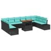 vidaXL Conjunto de sof&aacute; de jard&iacute;n 11 uds. Negro Polirat&aacute;n