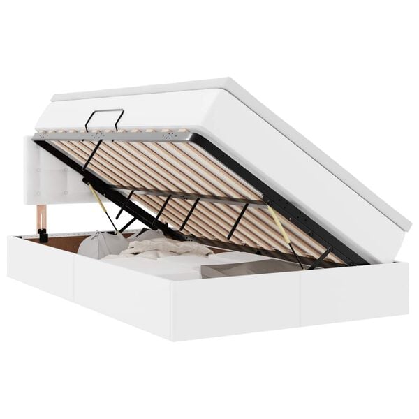 vidaXL Cama con almacenamiento y colch&oacute;n 120 x 190 cm Cuero sint&eacute;tico