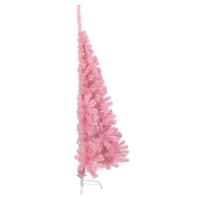 vidaXL Medio árbol de Navidad artificial con soporte PVC rosa 120 cm