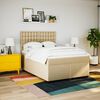 vidaXL Cama box spring con colch&oacute;n tela color crema 140x200 cm