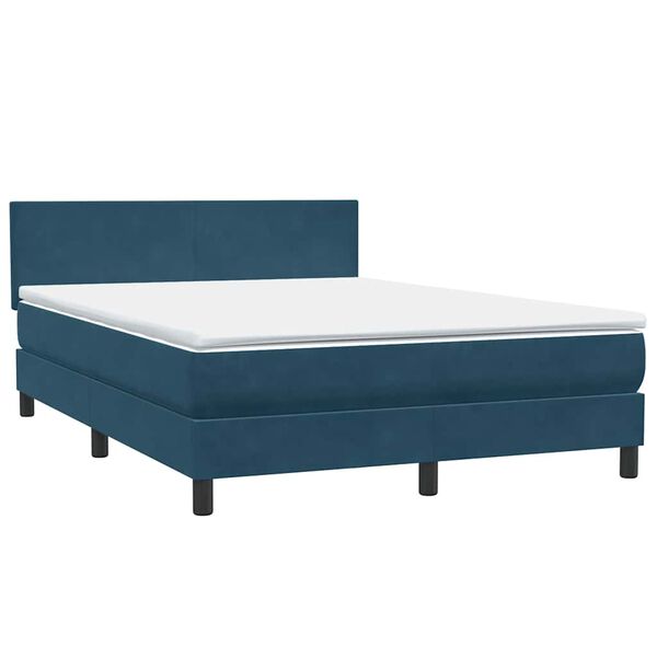 vidaXL Cama box spring con colch&oacute;n terciopelo azul oscuro 140x210 cm