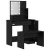 vidaXL Juego de mesa de tocador LED con caj&oacute;n 2 pcs Roble Negro