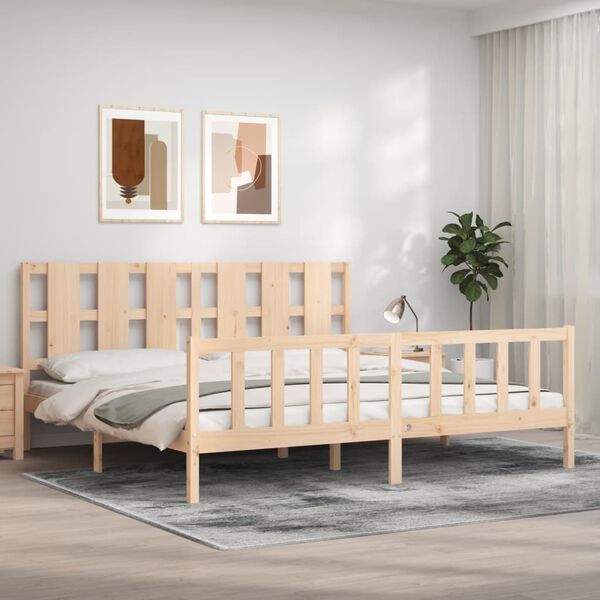 vidaXL Estructura de cama con cabecero madera maciza 180x200 cm