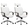 vidaXL Sillas de Oficina Giratorias con Respaldo 2 uds. Blanco y gris