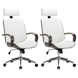vidaXL Sillas de Oficina Giratorias con Respaldo 2 uds. Blanco y gris