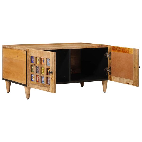 vidaXL Mesa de Caf&eacute; Natural 80 x 50 x 40 cm Madera de mango maciza