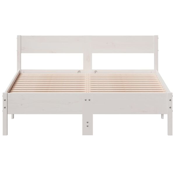 vidaXL Estructura de cama sin colch&oacute;n madera maciza blanca 120x190 cm