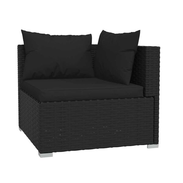 vidaXL Set de muebles de jardín 5 pzas y cojines ratán sintético negro