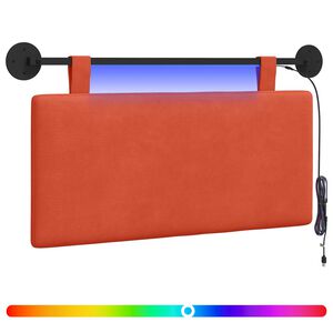 vidaXL Cabecero colgante Con luz LED Rojo Naranja Tela de Pana