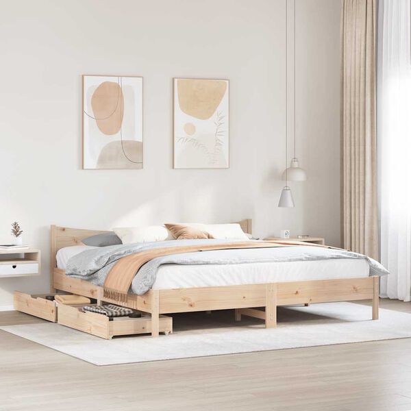 vidaXL Estructura de cama con cajones madera maciza de pino 200x200 cm
