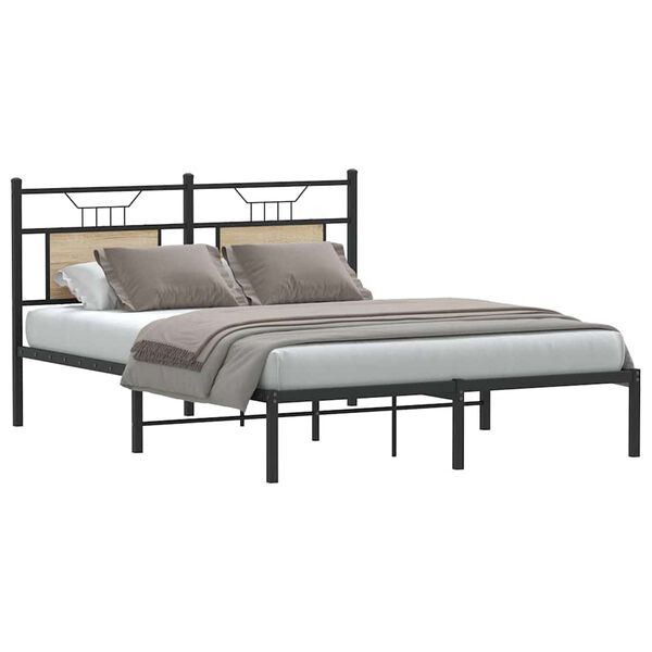 vidaXL Estructura de cama sin colch&oacute;n madera roble Sonoma 150x200 cm