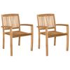 vidaXL Sillas de comedor de jard&iacute;n apilables 2 uds madera maciza teca