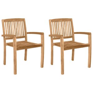 vidaXL Sillas de comedor de jard&iacute;n apilables 2 uds madera maciza teca
