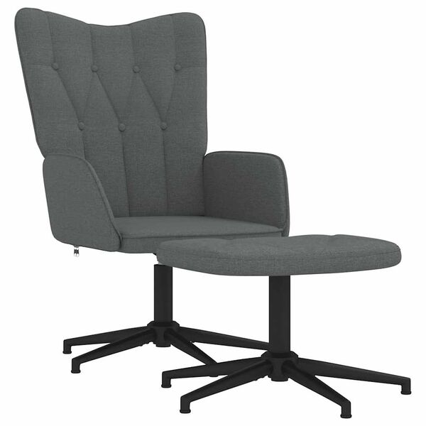 vidaXL Sill&oacute;n de relax con taburete tela gris oscuro