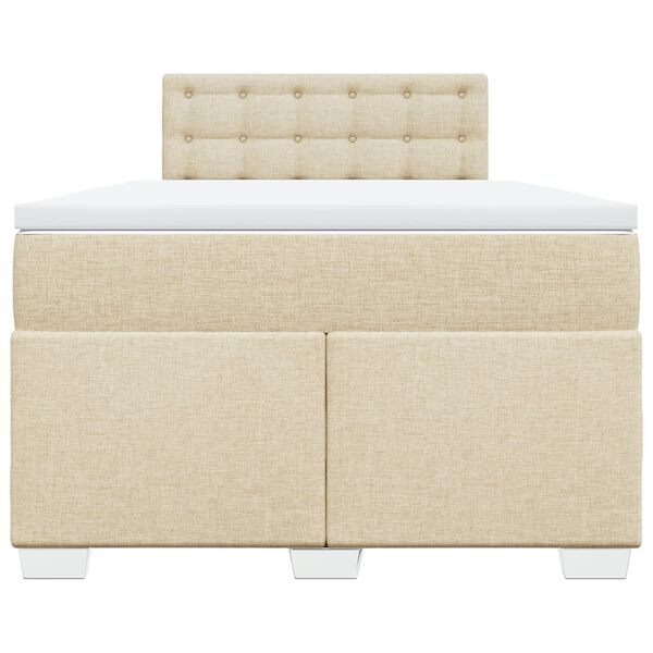vidaXL Cama box spring con colch&oacute;n tela color crema 120x200 cm