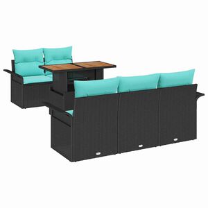 vidaXL Conjunto de sof&aacute; de jard&iacute;n con coj&iacute;n Manual 6 pcs Negro y azul