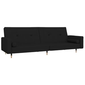 vidaXL Sof&aacute; cama de 2 plazas con dos almohadas terciopelo negro