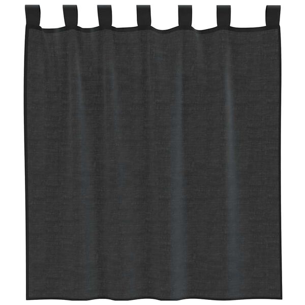 vidaXL Cortinas de gasa con trabillas 2 uds. negro