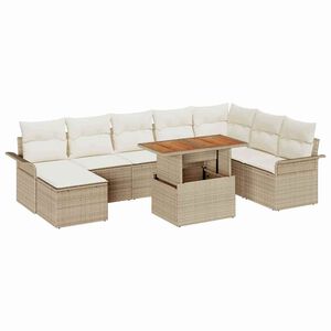 vidaXL Conjunto de sof&aacute; de jard&iacute;n con coj&iacute;n 9 pcs beige y crema