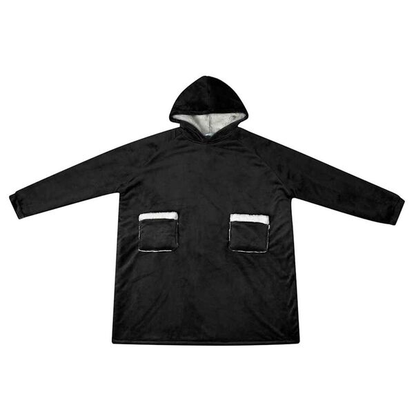 vidaXL Sudadera manta Negro m Forro Polar y Franela