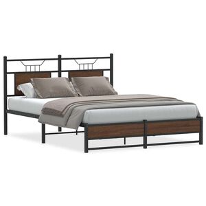 vidaXL Estructura de cama sin colch&oacute;n madera marr&oacute;n roble 137x190 cm