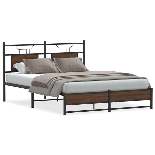 vidaXL Estructura de cama sin colchón madera marrón roble 137x190 cm