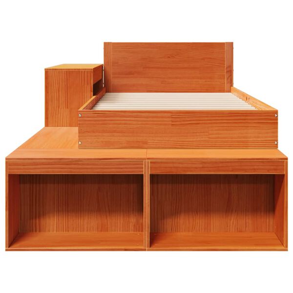 vidaXL Estructura de cama sin colch&oacute;n madera maciza marr&oacute;n 75x190 cm