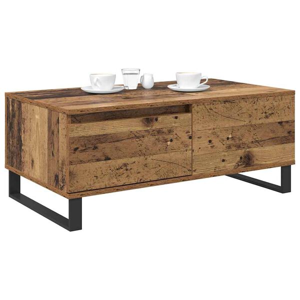 vidaXL Mesa de Caf&eacute; con caj&oacute;n Madera envejecida 90 x 50 x 36,5 cm