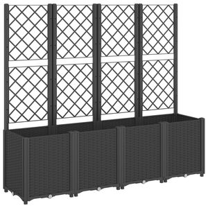 vidaXL Jardinera con enrejado PP negro 160x40x140 cm