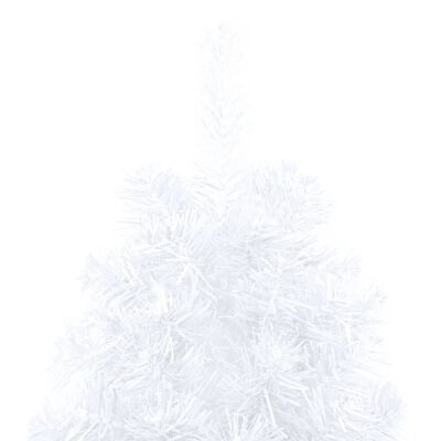 vidaXL Medio árbol de Navidad con luces y soporte blanco 180 cm