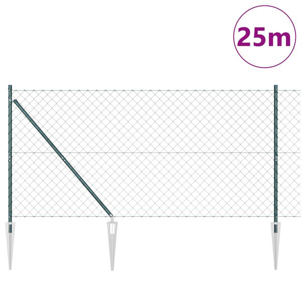 vidaXL Poste de Valla Verde 1 x 25 m (malla de 60 x 60 mm) Acero