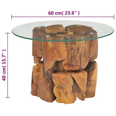 vidaXL Mesa de centro de madera flotante de teca maciza 60 cm