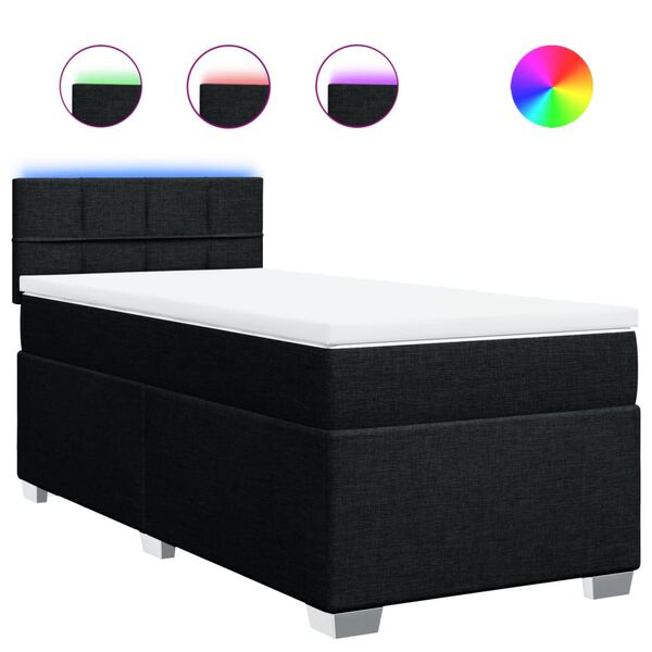 vidaXL Cama box spring con colch&oacute;n tela negro 90x190 cm