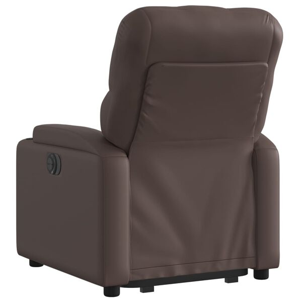 vidaXL Sill&oacute;n reclinable elevable el&eacute;ctrico de cuero sint&eacute;tico marr&oacute;n