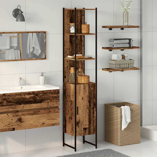 vidaXL Mueble de Cuarto de Ba&ntilde;o Madera envejecida 33 x 33 x 185,5 cm