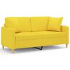vidaXL Sof&aacute; de 2 plazas con cojines tela amarillo claro 140 cm