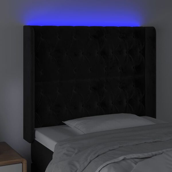 vidaXL Cabecero con LED de terciopelo negro 103x16x118/128 cm