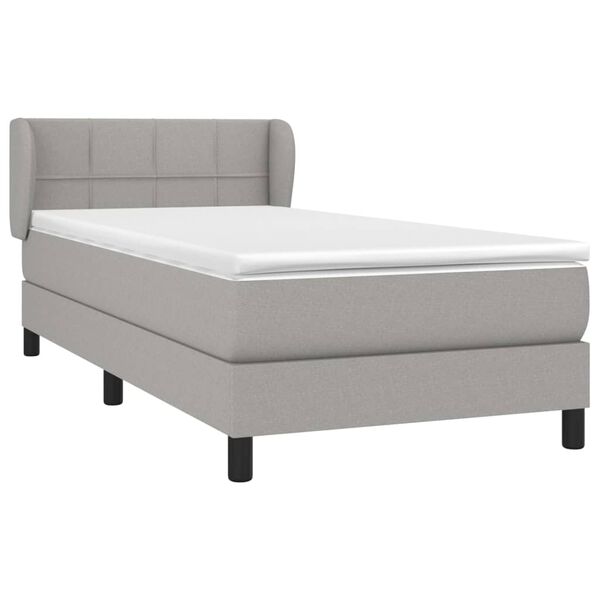 vidaXL Cama box spring con colch&oacute;n tela gris claro 80x200 cm